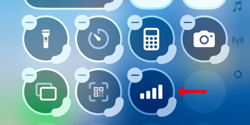 nút dữ liệu di động được thêm vào Control Center