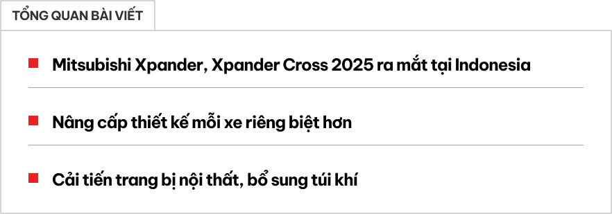Mitsubishi Xpander 2025 ra mắt: Lưới tản nhiệt mới, màn hình to hơn, thêm túi khí, có camera 360, giá quy đổi khiến người Việt ao ước- Ảnh 1.